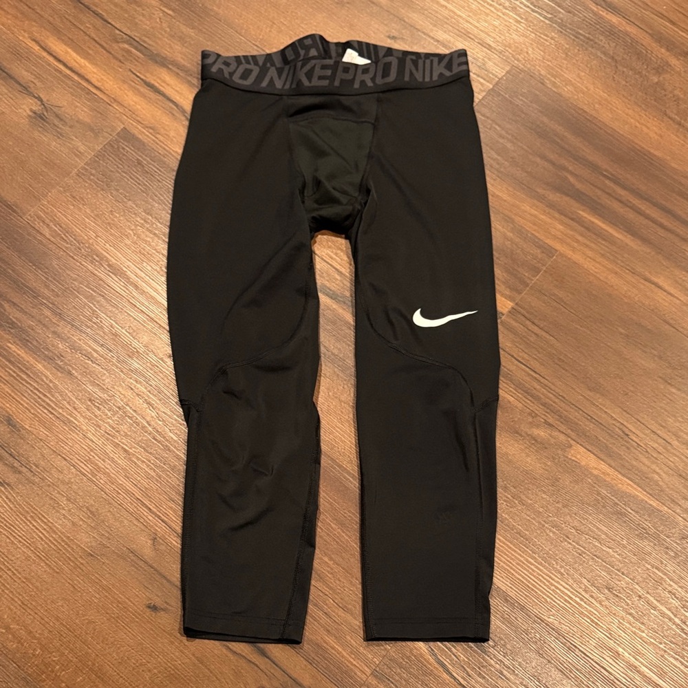 Men's Nike Pro Black 7/8 Spandex Tights Compression Pants